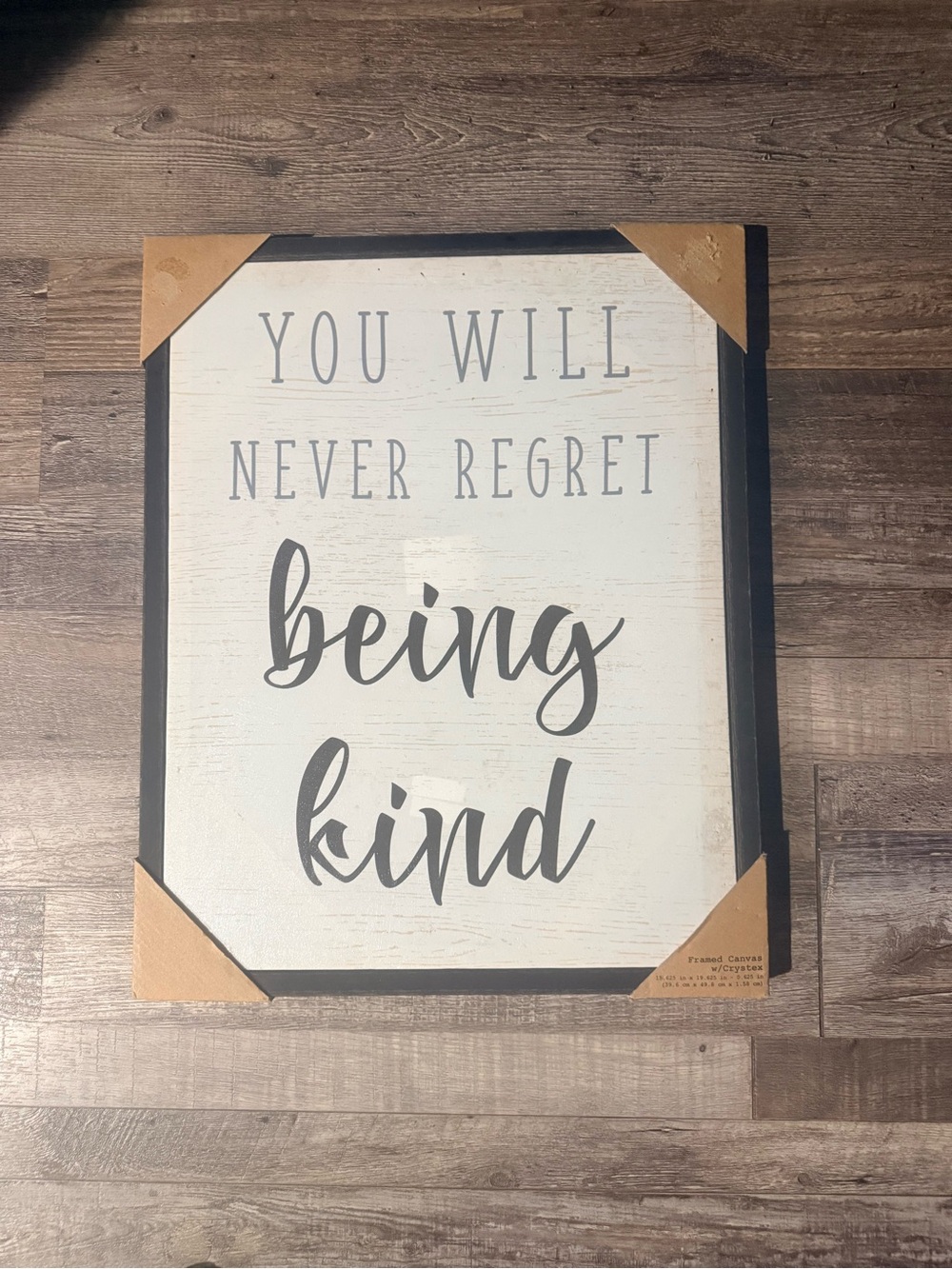 Being Kind Wall Art - White & Black Inspirational Sign, Measures 16x20 inches
